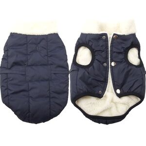 JoyDaog Fleece Lined Navy Blue Dog Cozy Winter Weather Jacket